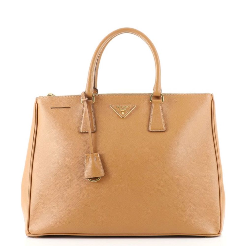 Prada Double Zip Lux Tote Saffiano Leather Medium Brown